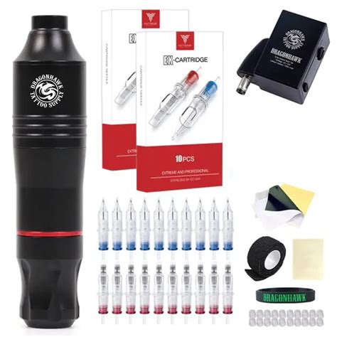 Tattoo Kit Dragonhawk Rotary Pen Tattoo Machine Starter Bundle