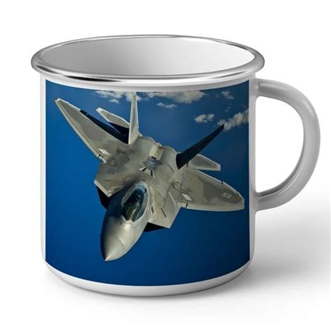 Mug en Métal Emaillé Avion de Chasse Militaire Jet Combat US Army