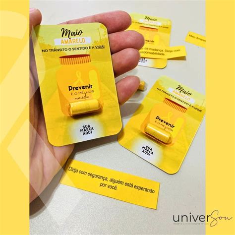 Card Pílula de Mensagem Maio Amarelo Personalizado Elo7