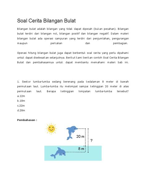 Contoh Soal Cerita Bilangan Bulat Dalam Kehidupan Sehari Hari