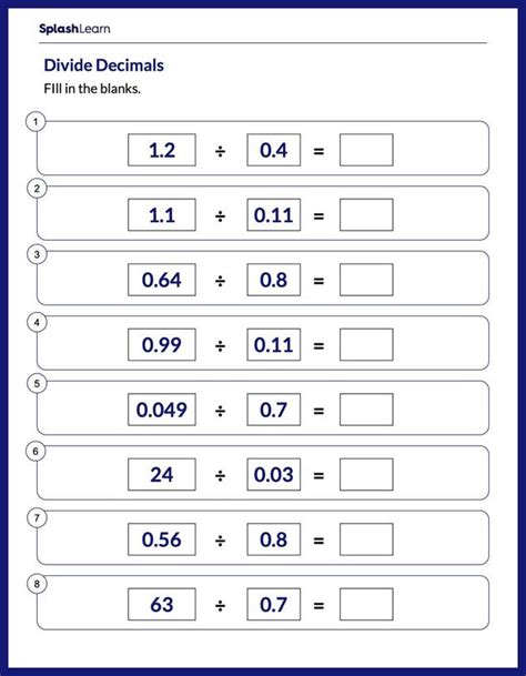 Decimal Division Math Worksheets Splashlearn Worksheets Library