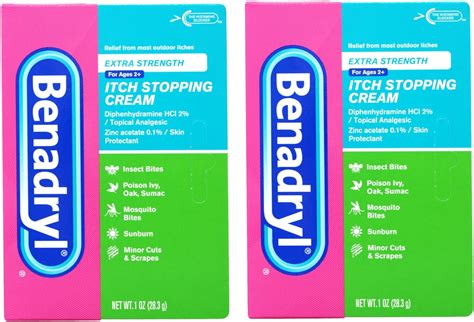 Benadryl Extra Strength Anti Itch Cream 1 Oz Tube Pack Of 2 Health And Household