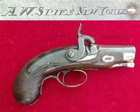 A Rare Single Shot 50 Cal Percussion Pistol By A W Spies New York Circa 1840 Ref 4315