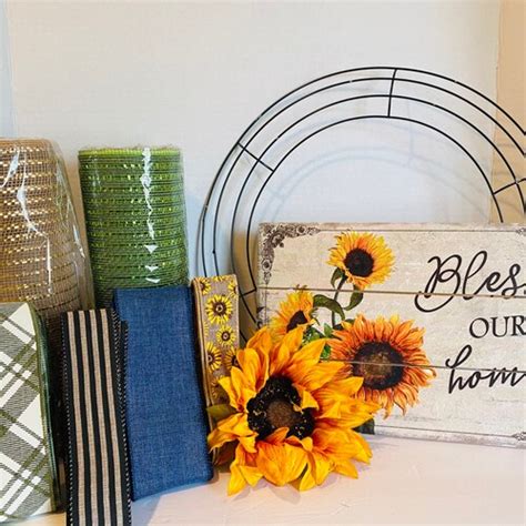 Bless Our Home Sunflower Diy Wreath Kit Fall Everyday Welcome Etsy