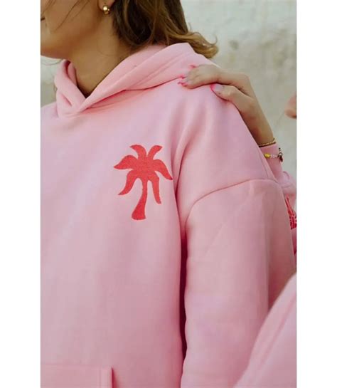 Oversized Pink Palm Puff Hoodie Ralphskin