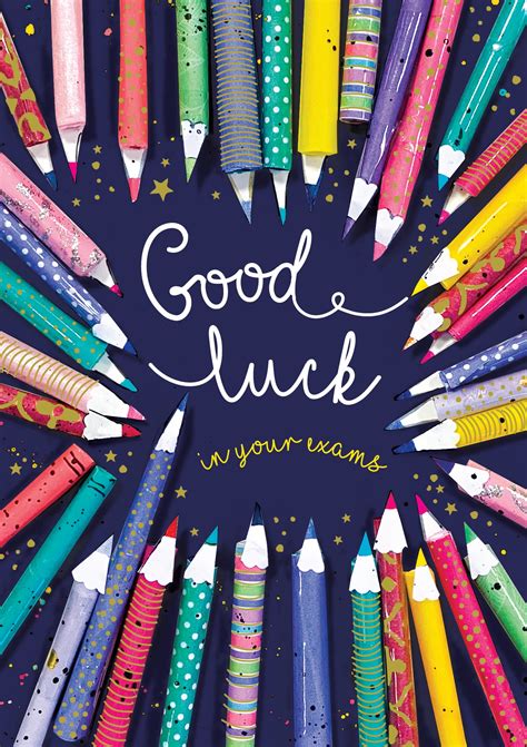 Coloured Pencils Good Luck In Your Exams Card Penny Black