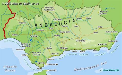 A Map Of Andalucia Showing The Location Of An Area In Southern Italy