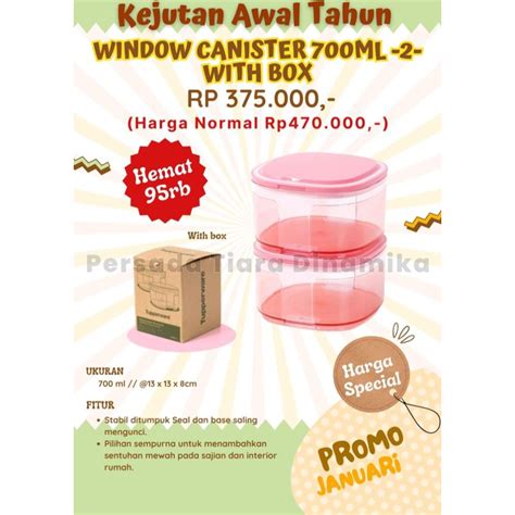 Jual TUPPERWARE WINDOW CANISTER 700ML 2 WADAH SNACK WITH SEAL