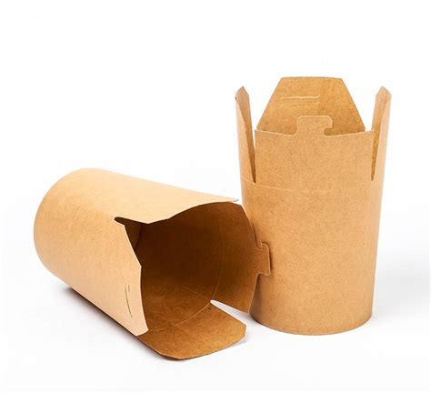 Foldable Kraft Paper Round Bottom Lunch Box Takeaway Fast Food Lunchbox