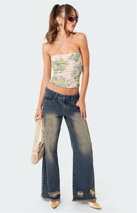 Edikted Garden Party Printed Top Pacsun Print Tops Visionary