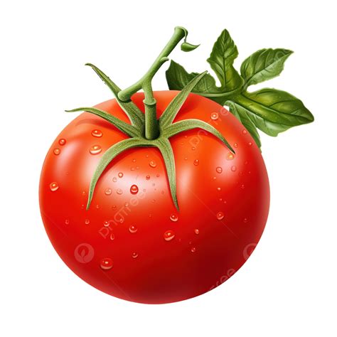 Tomato With Green Leaves Apple Fruit Tomato Png Transparent Image