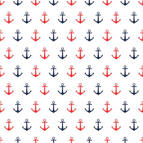 Nautical Pattern Of Red And Blue Anchors On A White Background Royalty