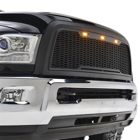 Paramount Automotive 41 0176mb Impulse Mesh Packaged Grille Matte Black With Amber Leds Ram