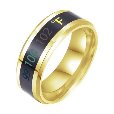 KEGUALV Titanium Steel Temperature Ring Body Temperature Smart Temperature Change Color Titanium ...