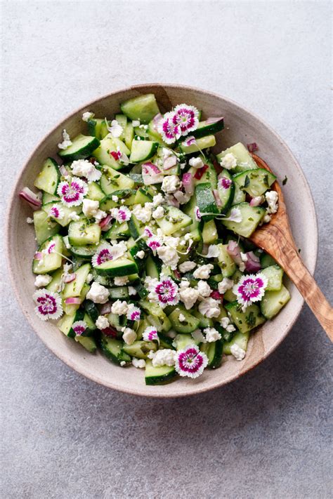 Cucumber Feta Salad With Herb Vinaigrette Love And Olive Oil