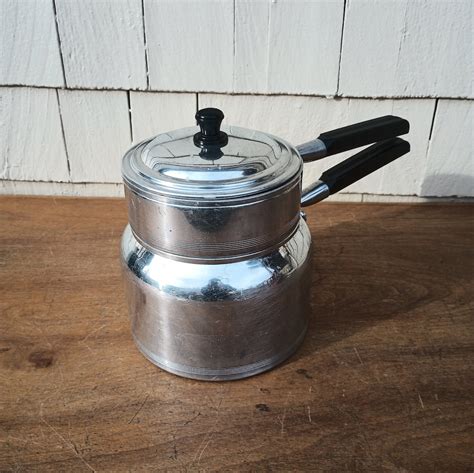 Vintage Aluminum Double Boiler Mirro Etsy