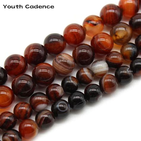 Natural Dream Color Stripes Agates Stone Round Loose Spacer Beads