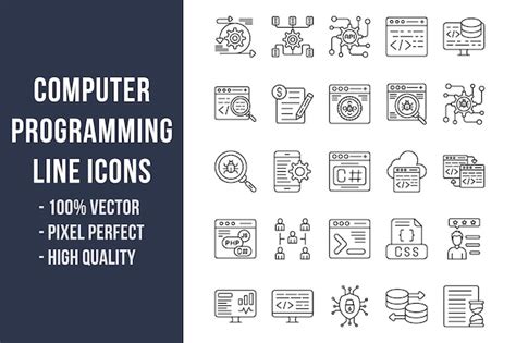 Iconos De L Nea De Programaci N Inform Tica Vector Premium