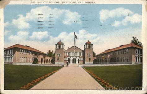 High School Building San Jose Ca Postcard