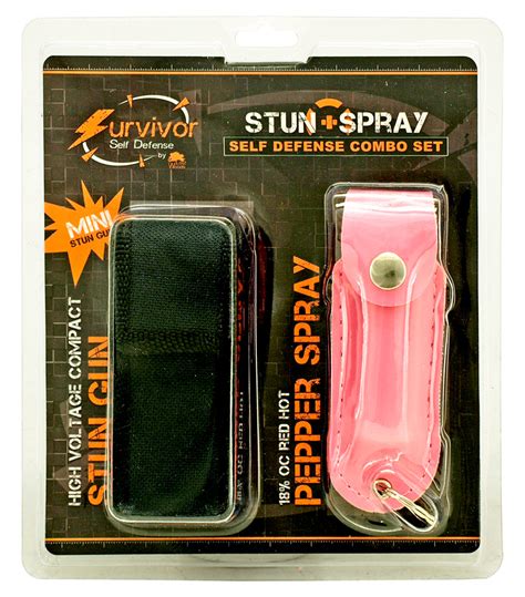 Self Defense Compact Stun Gun And Pepper Spray Combo Pack Pink