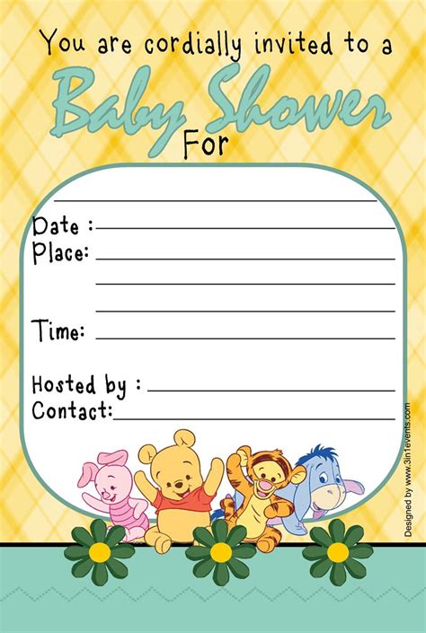 Free Printable Winnie The Pooh Baby Shower Invitations Printable Word