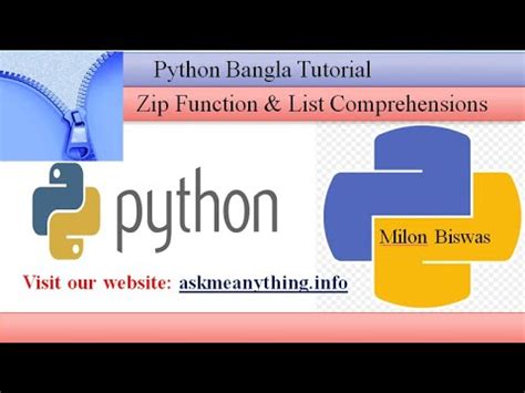 Python Bangla Tutorial Zip Function List Comprehensions Youtube