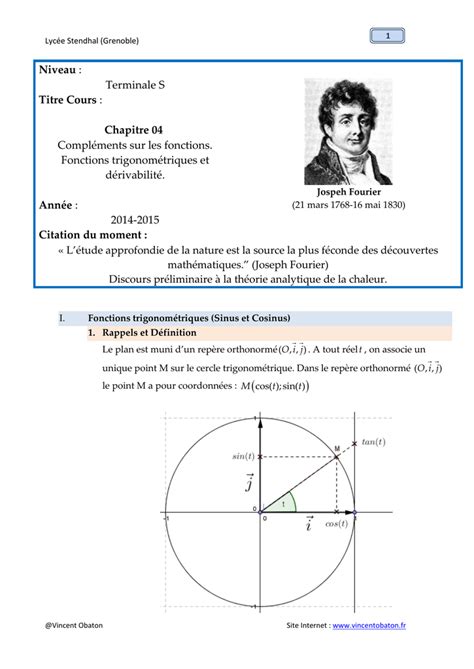 Fonction Cosinus Et Sinus Terminale S