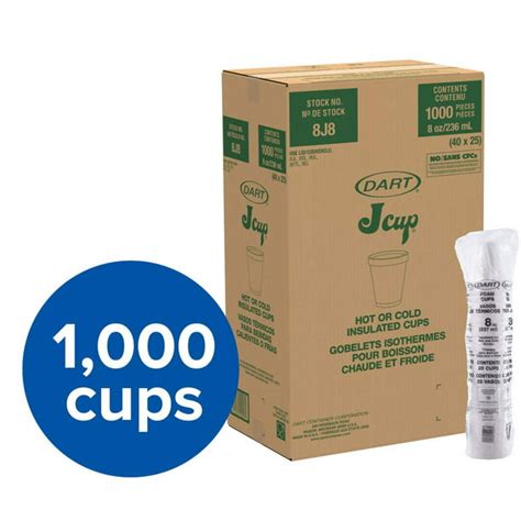 Dart 8j8 Insulated Styrofoam Cup 8 Oz 1000ct White 8 Ounce