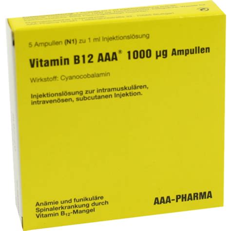 Vitamin B12 Aaa 1000 μg Ampullen Injektionslsg 5x1 Ml Vitamin B12 Vitamine Zur Injektion