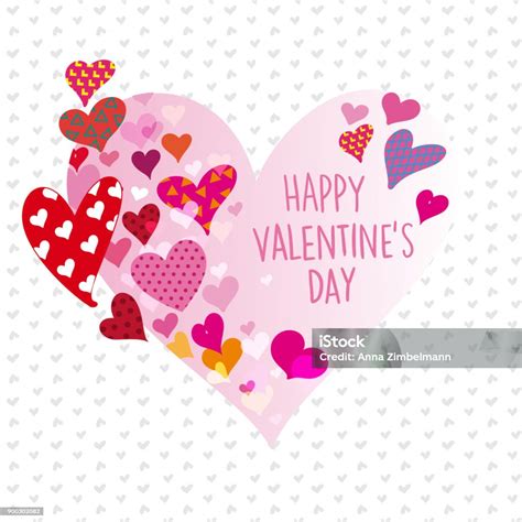 Happy Valentines Day Lettering Card Vector Illustration Stock