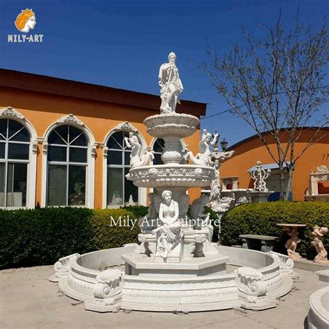 European Style Large Marble Water Fountain With Poseidon Statue Mlms