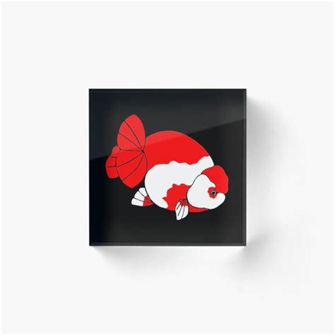 Ranchu Red And White Goldfish Logo 20 Acrylic Block By Nosnah Redbubble
