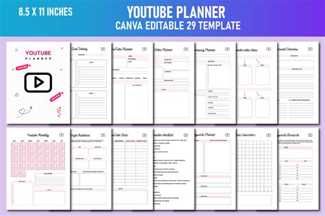 Youtube Planner Canva Kdp Graphic By Lavlu Creative Zone Creative Fabrica