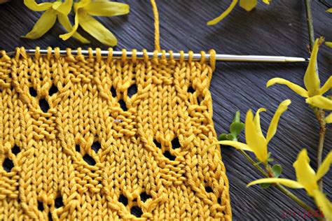 Forsythien Strickmuster Kostenlose Strickanleitung für Lochmuster