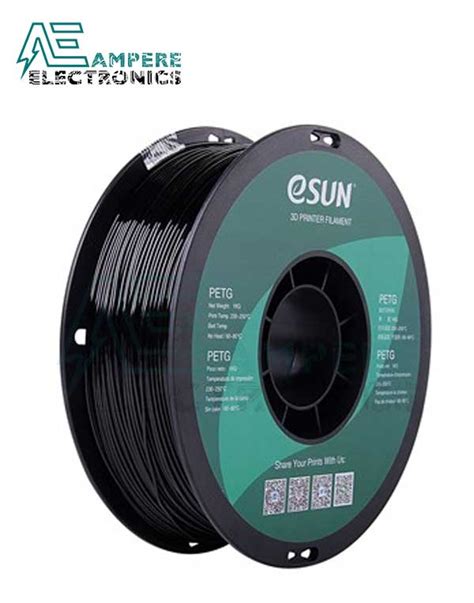 ESUN Solid Black PETG 3D Filament 1 75mm 1kg Roll Ampere Electronics