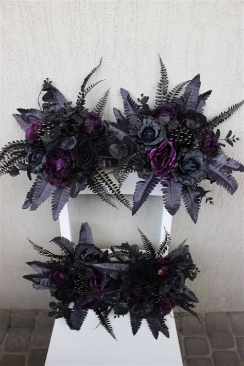 Purple Black Bouquet Gothic Wedding Bouquet Moody Bouquet Etsy UK