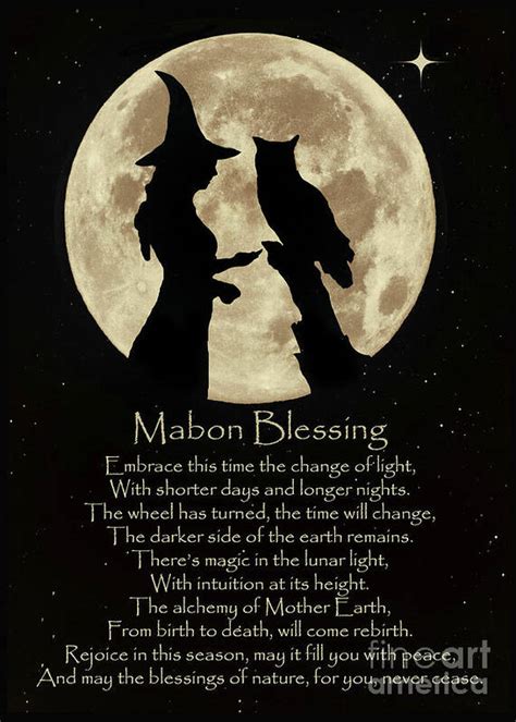 Mabon Autumn Equinox Wicca Pagan With Witch And Owl Blessings Art Print By Stephanie Laird Pixels