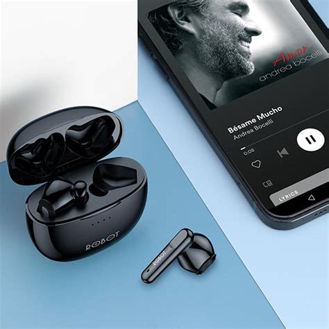 Tai nghe Bluetooth ROBOT Airbuds T10 TWS Black Chính hãng Cảm ứng 2