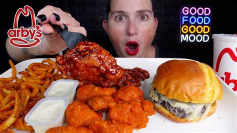 Asmr Arby S New Big Game Burger Boneless Wings Fries Mukbang