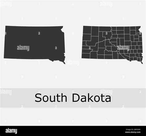 South Dakota Maps Vector Outline Counties Townships Regions