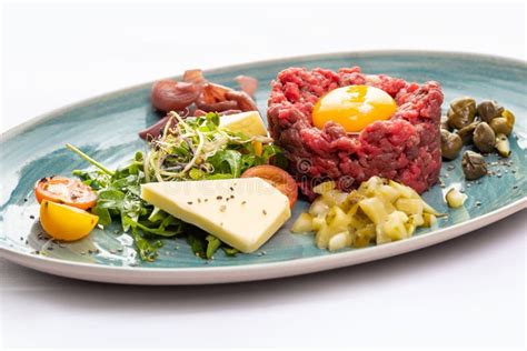 Raw Ground Beef With Egg German Cuisine Dish Stock Image Image Of