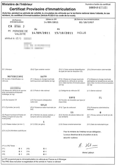 Carte Grise Provisoire Cpi Ww Infos D Marches En Ligne