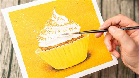 Cupcake Drawing Realistic Acrylic Painting Homemade Illustration