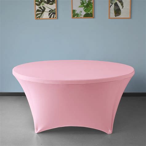 Pink 5 Ft 60inch Round Spandex Tablecloth Fitted Stretch Table Cover