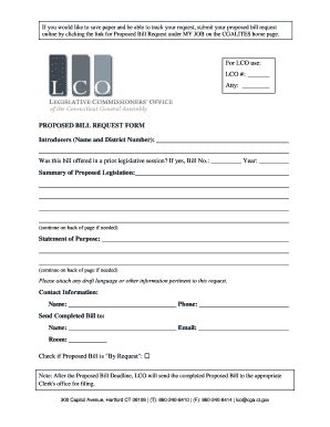 Fillable Online Cga Ct PROPOSED BILL REQUEST FORM CT Gov Cga Ct Fax