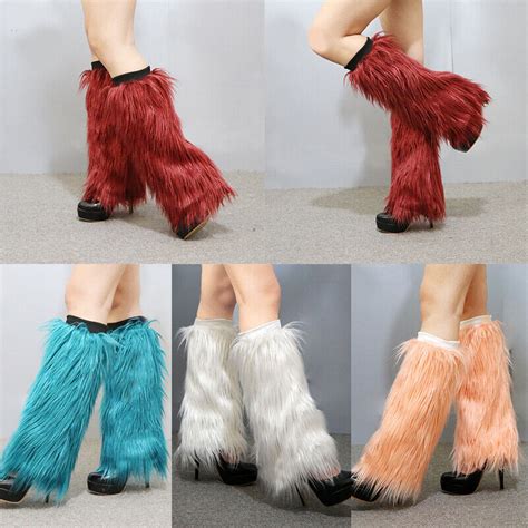 Fluffy Women S Boot Covers Warm Plain Furry Faux Fur Ladies Winter Leg Warmers‹ Ebay