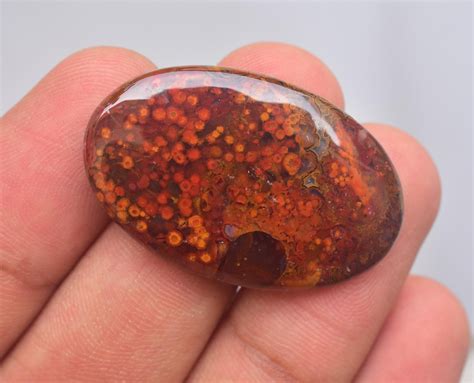 Red Moss Agate Cabochon Loose Gemstone Indonesian Red Moss Etsy