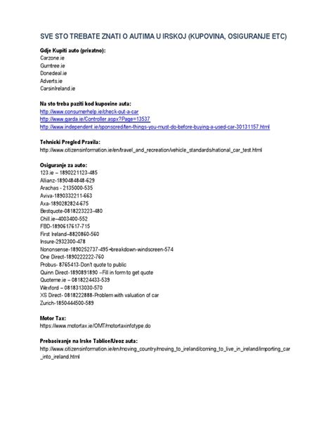 Sve Sto Trebate Znati O Autima U Irskoj Pdf