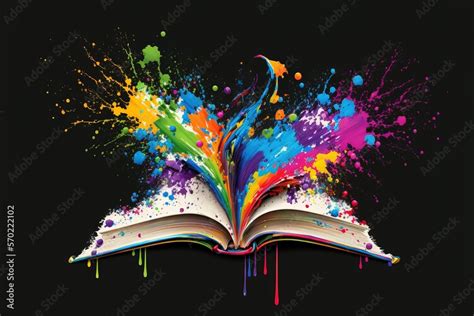 Open Book With Color Splash Illustration Concept Art Creating Ideas