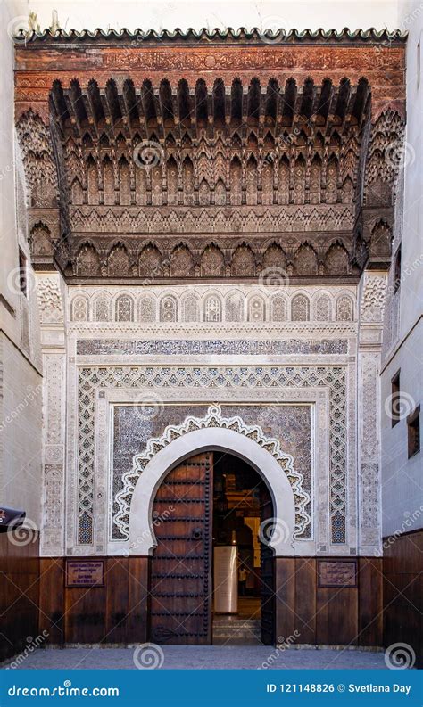 Ornate Moorish Arch Gate In The Medina Of Fes Morocco Editorial Photo